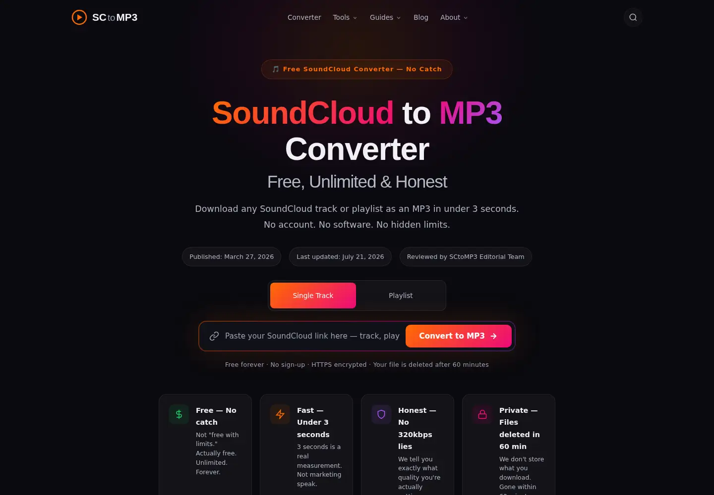 Screenshot of sctomp3.org