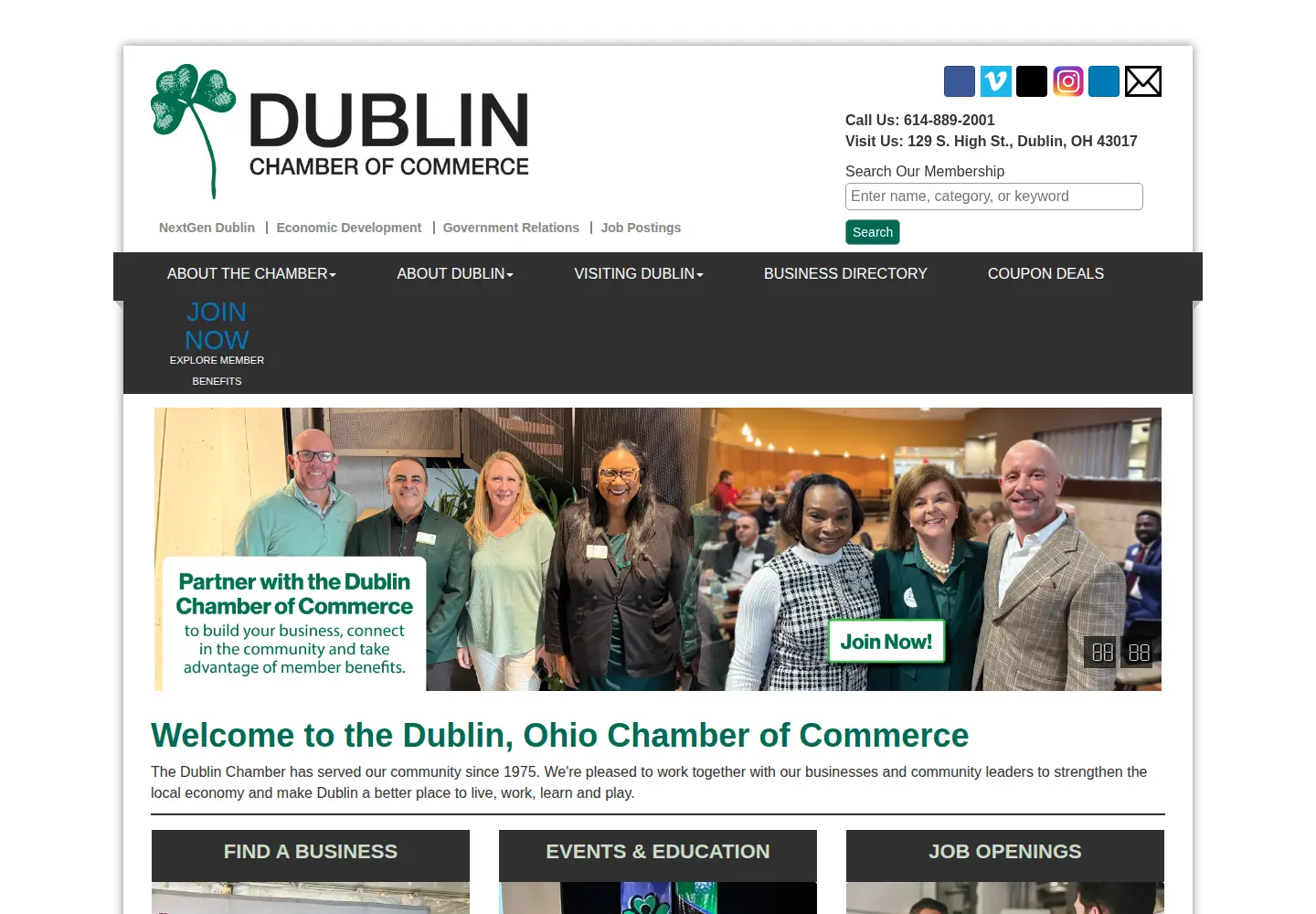 Screenshot of dublinchamber.org