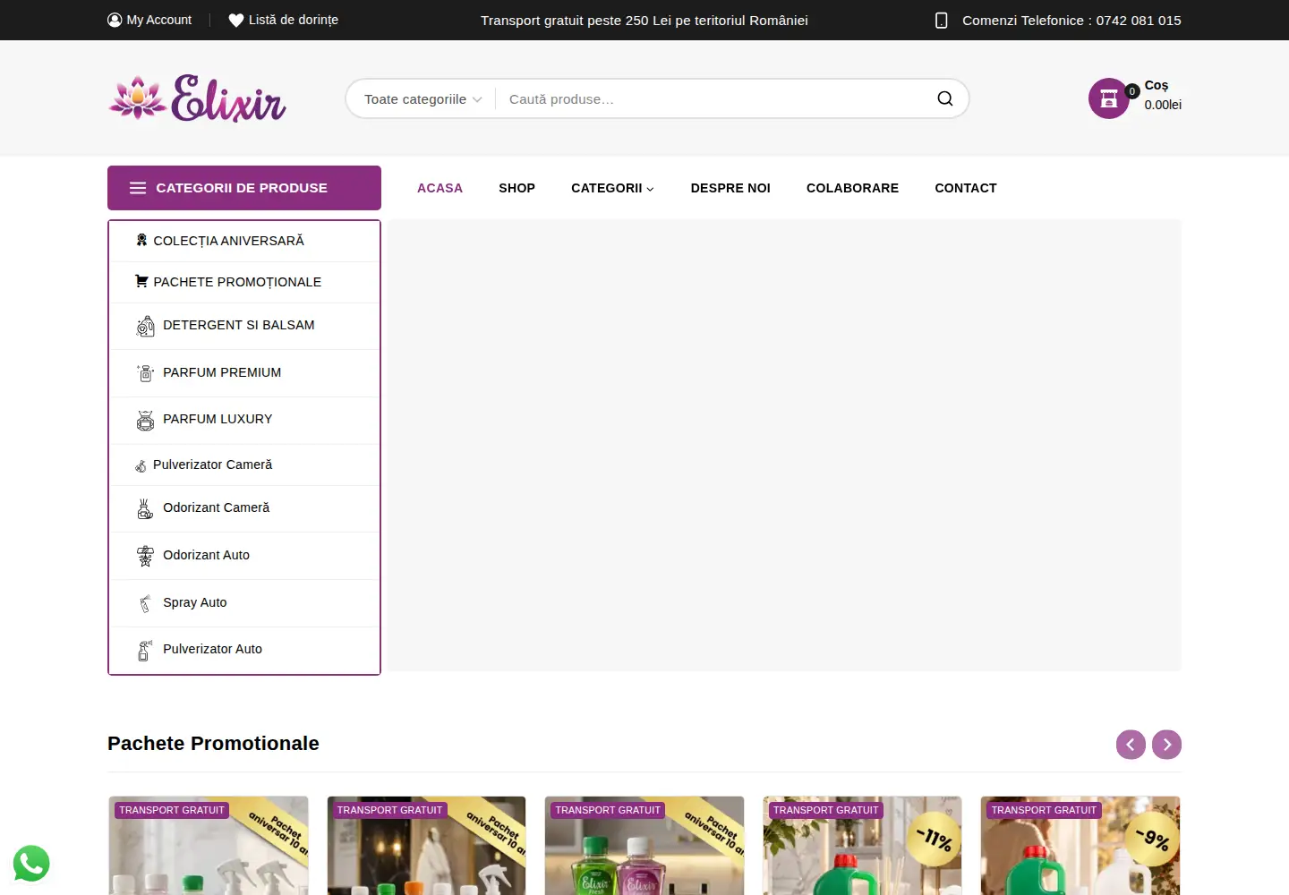 Captured homepage of elixirparfum.ro in the current scan