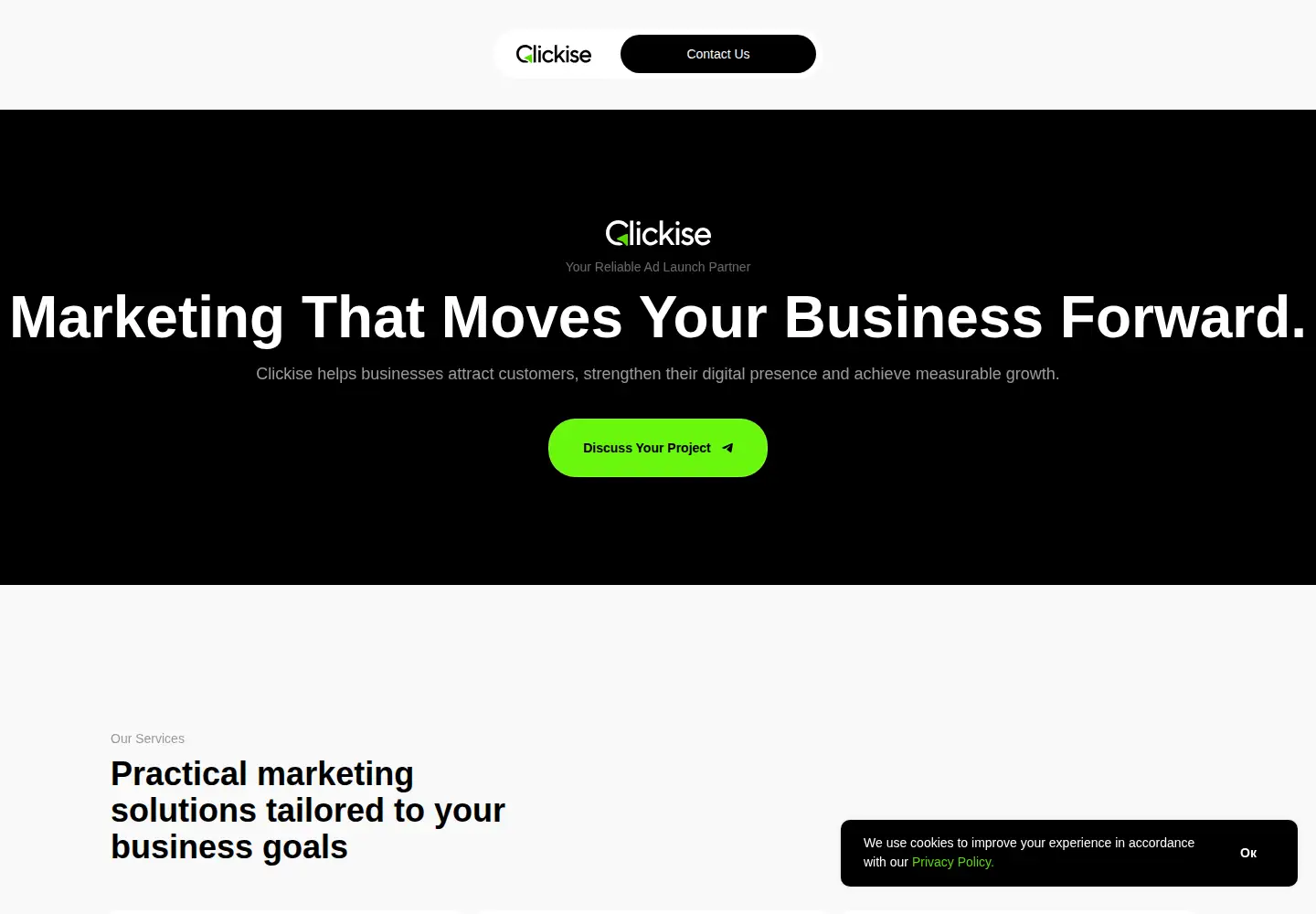 Captured homepage of clickise.org in the current scan