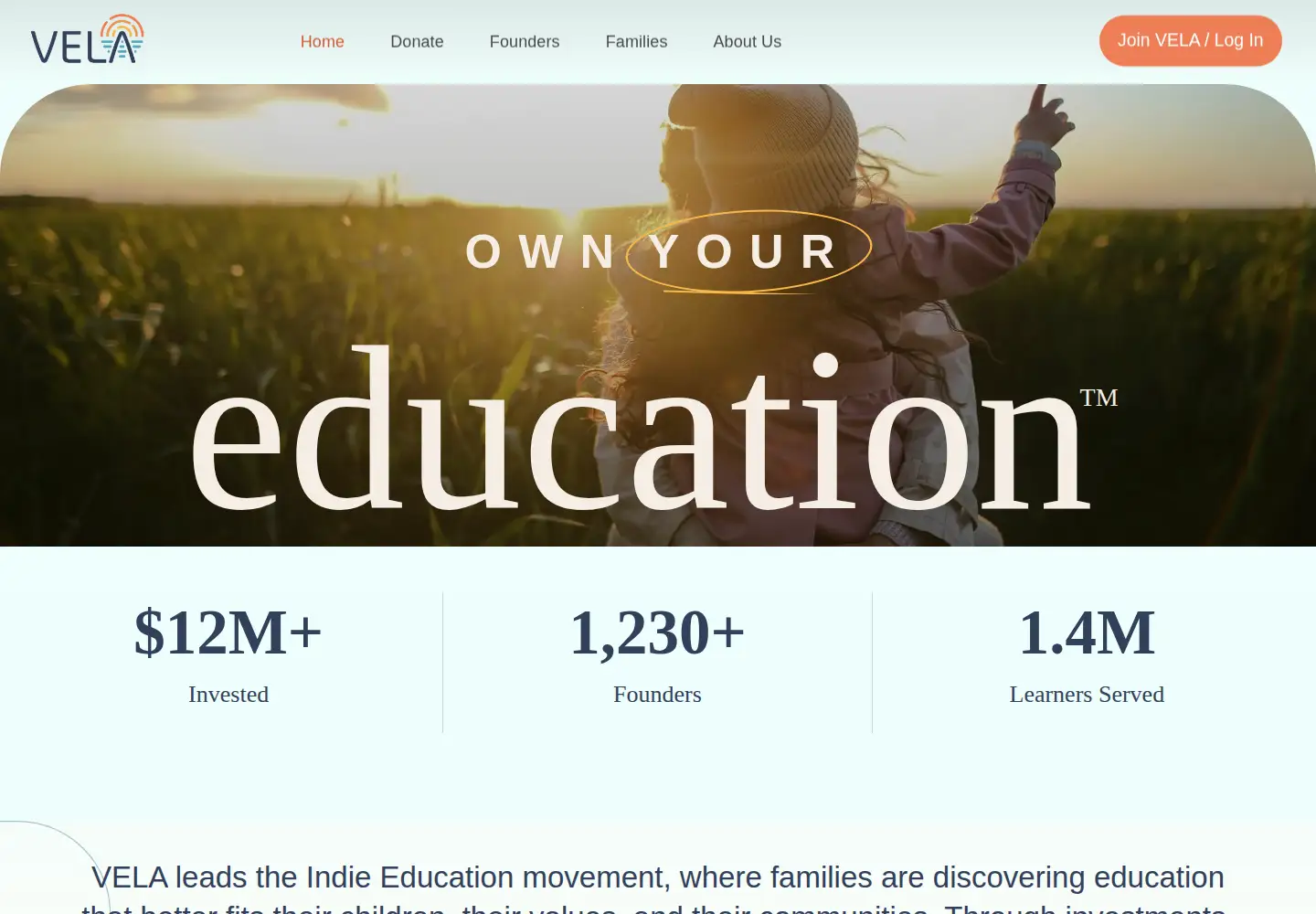 Screenshot of vela.org