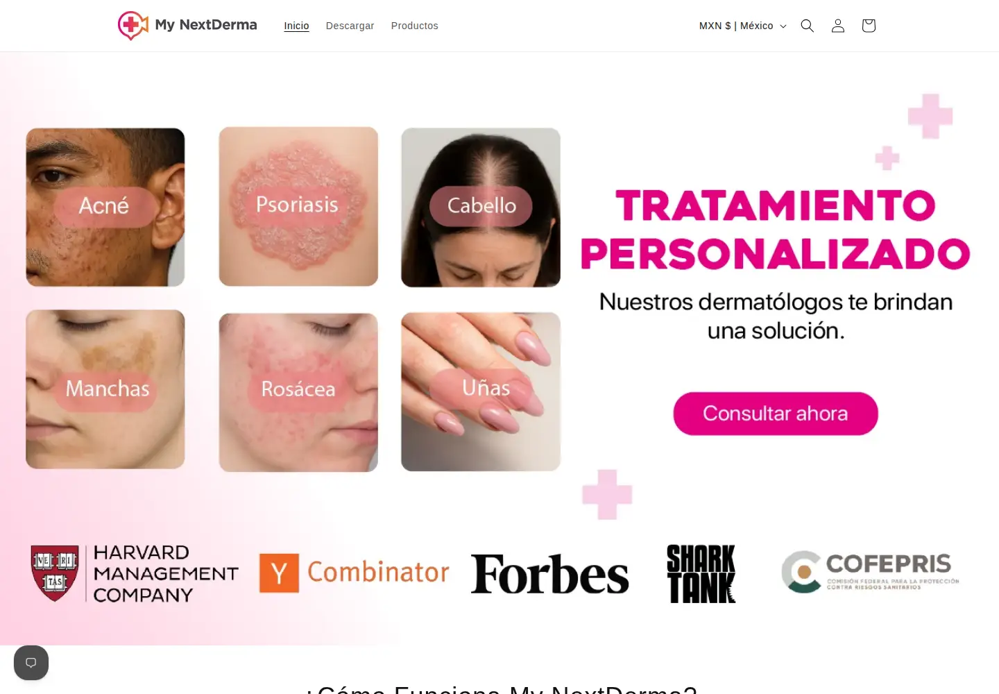 Captured homepage of mynextderma.com in the current scan