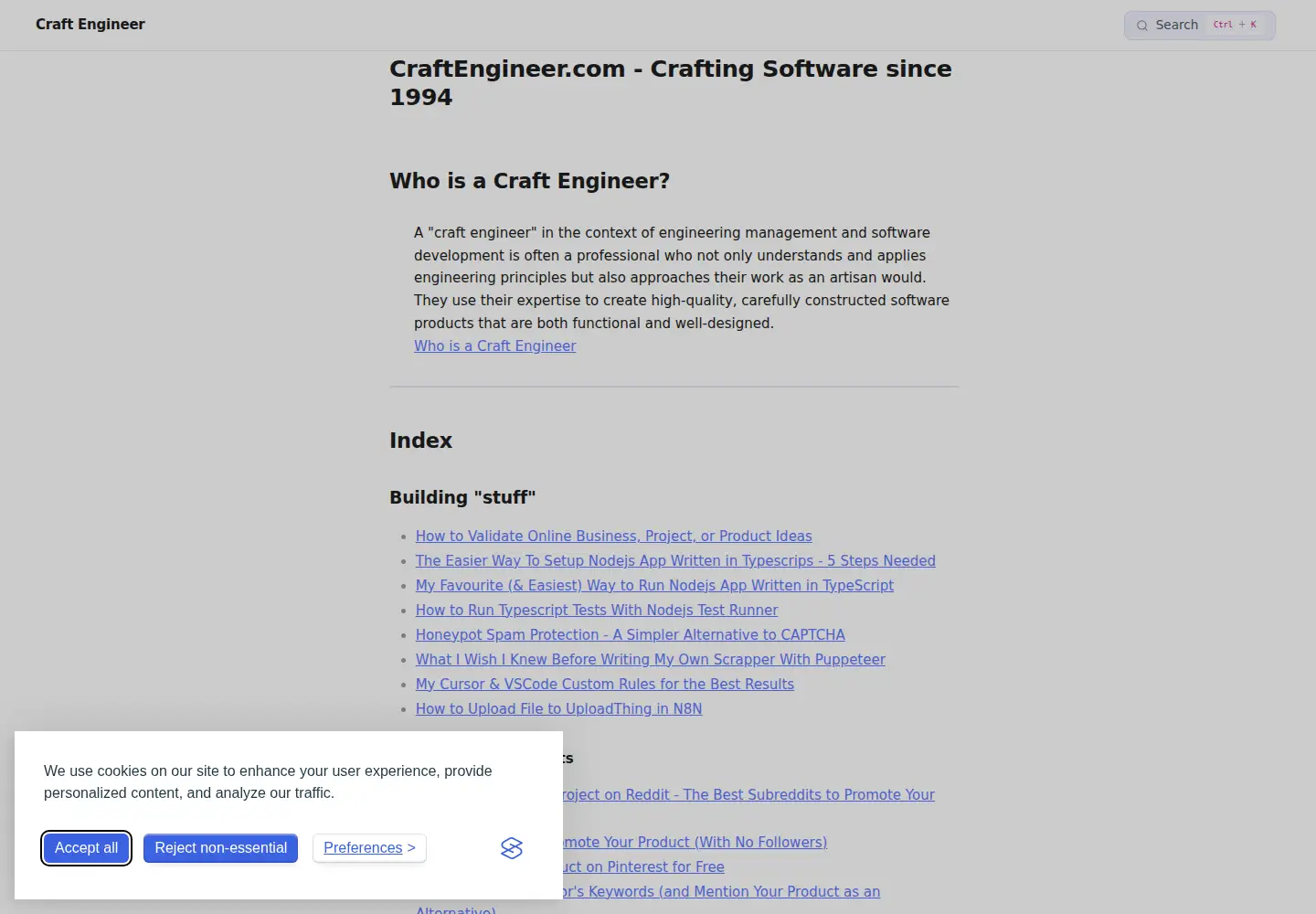 Screenshot of craftengineer.com