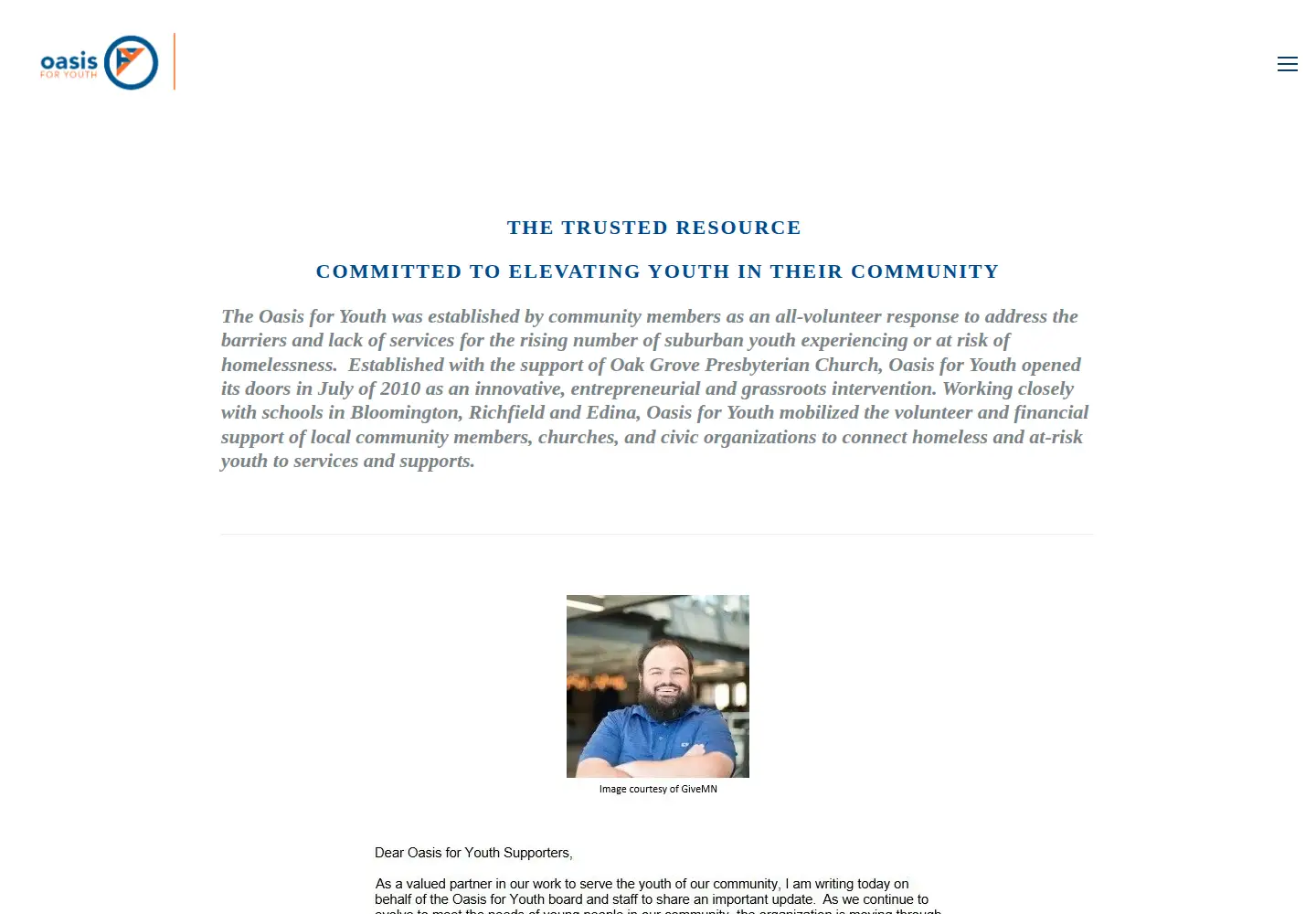 Screenshot of oasisforyouth.org