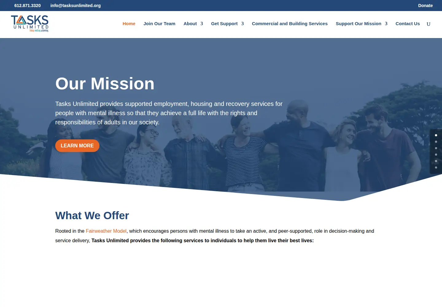 Captured homepage of tasksunlimited.org in the current scan