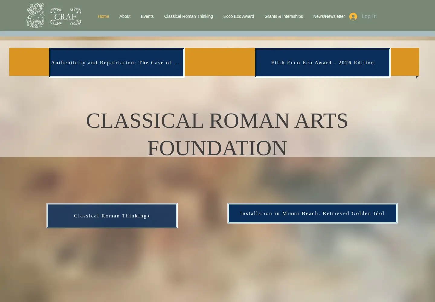 Screenshot of classicalromanartsfoundation.org