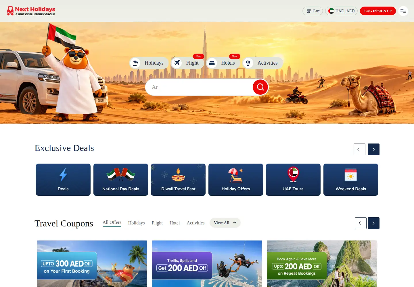 Captured homepage of nextholidays.com in the current scan