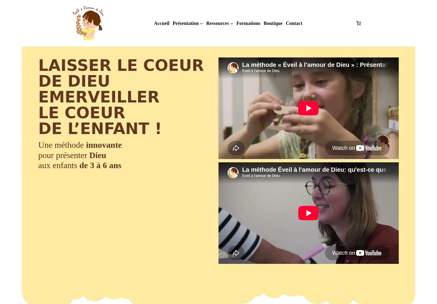 Captured homepage of eveilalamourdedieu.fr in the current scan
