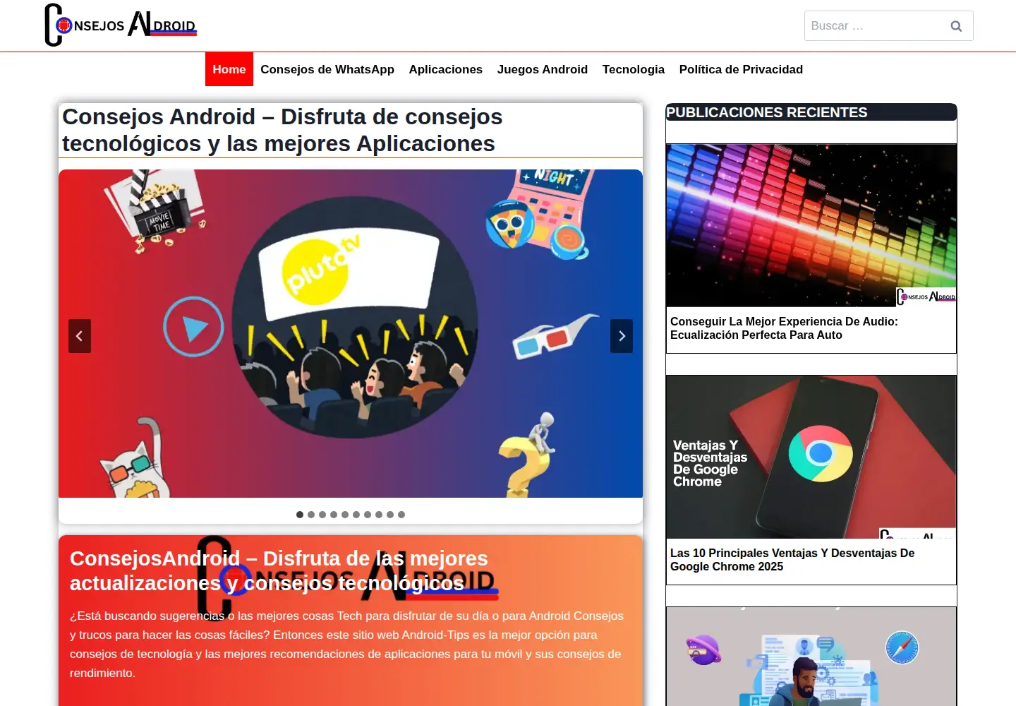 Captured homepage of consejosandroid.net in the current scan