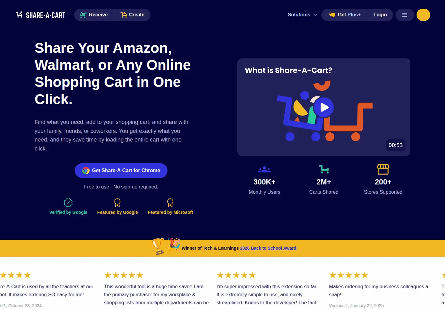 Captured homepage of share-a-cart.com in the current scan