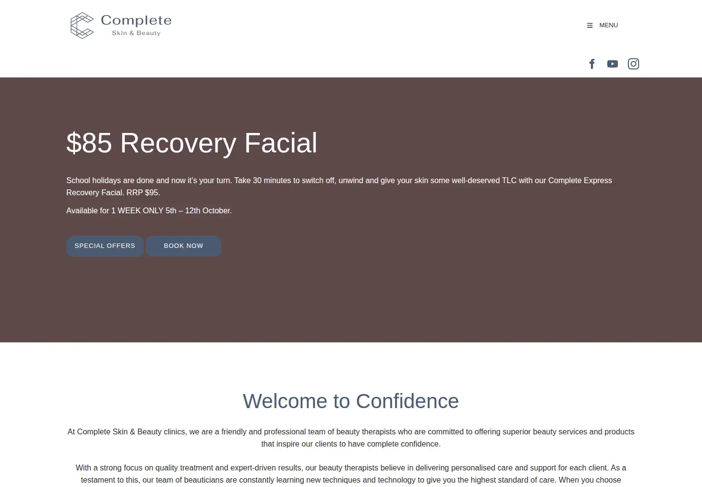 Screenshot of completeskinandbeauty.com.au