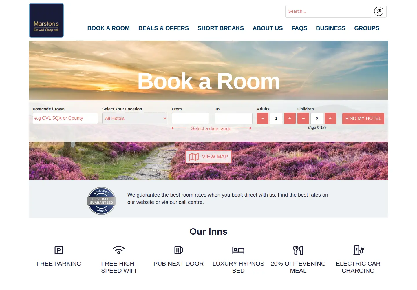 Captured homepage of marstonsinns.co.uk in the current scan