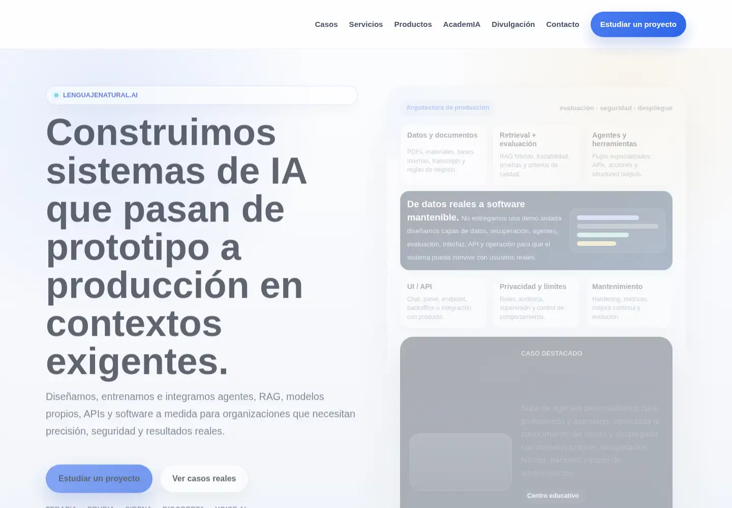 Screenshot of lenguajenatural.ai