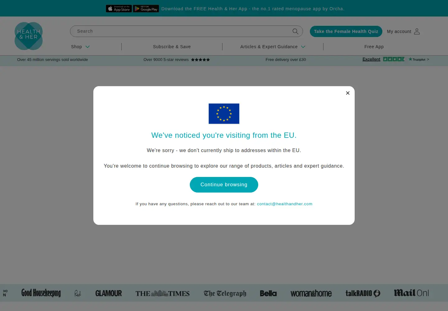 Screenshot of healthandher.com