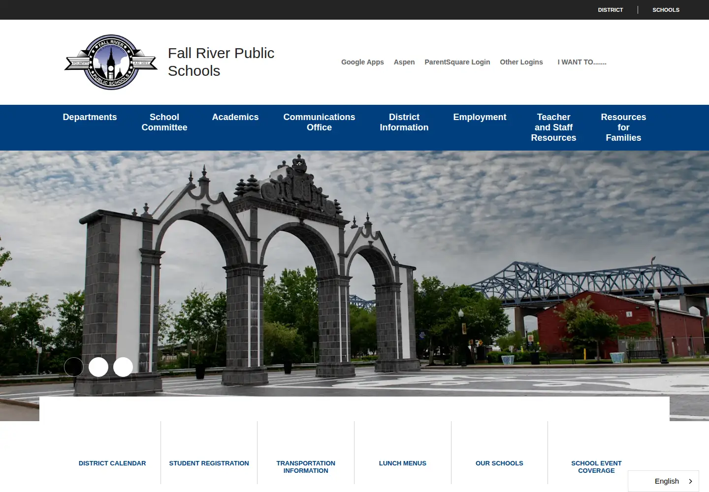 Captured homepage of fallriverschools.org in the current scan
