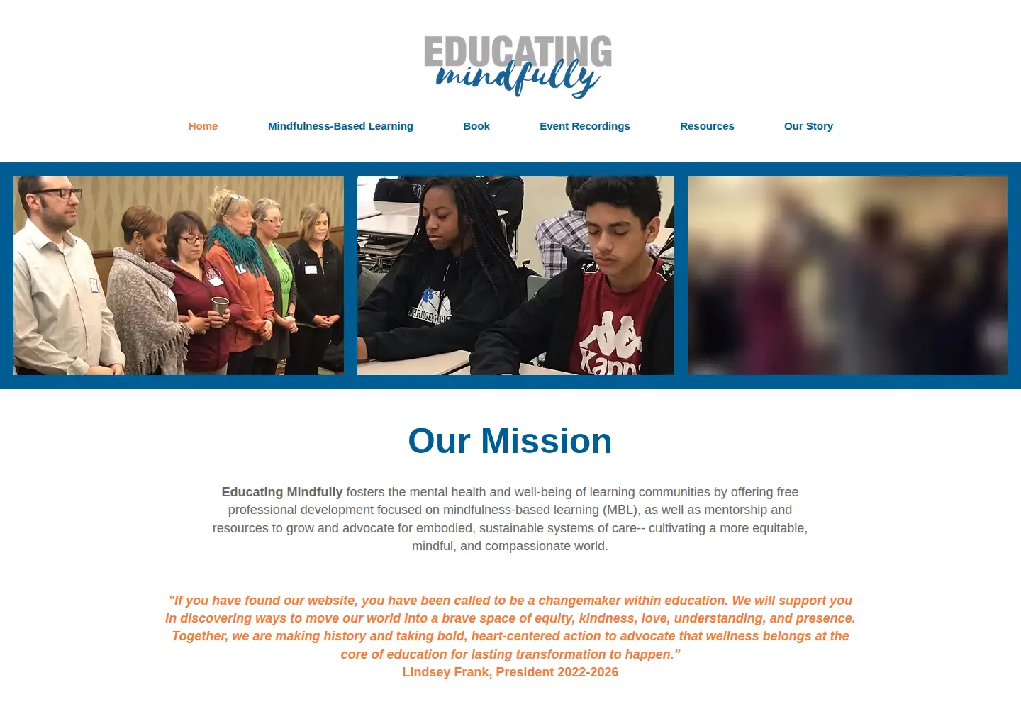 Captured homepage of educatingmindfully.org in the current scan