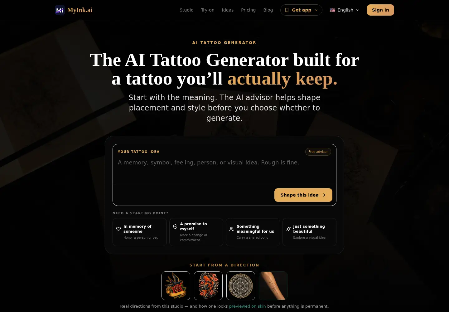 Captured homepage of myink.ai in the current scan