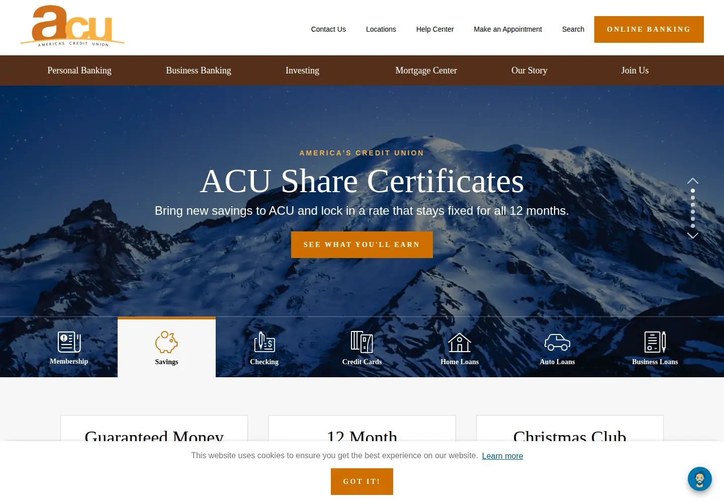 Captured homepage of youracu.org in the current scan