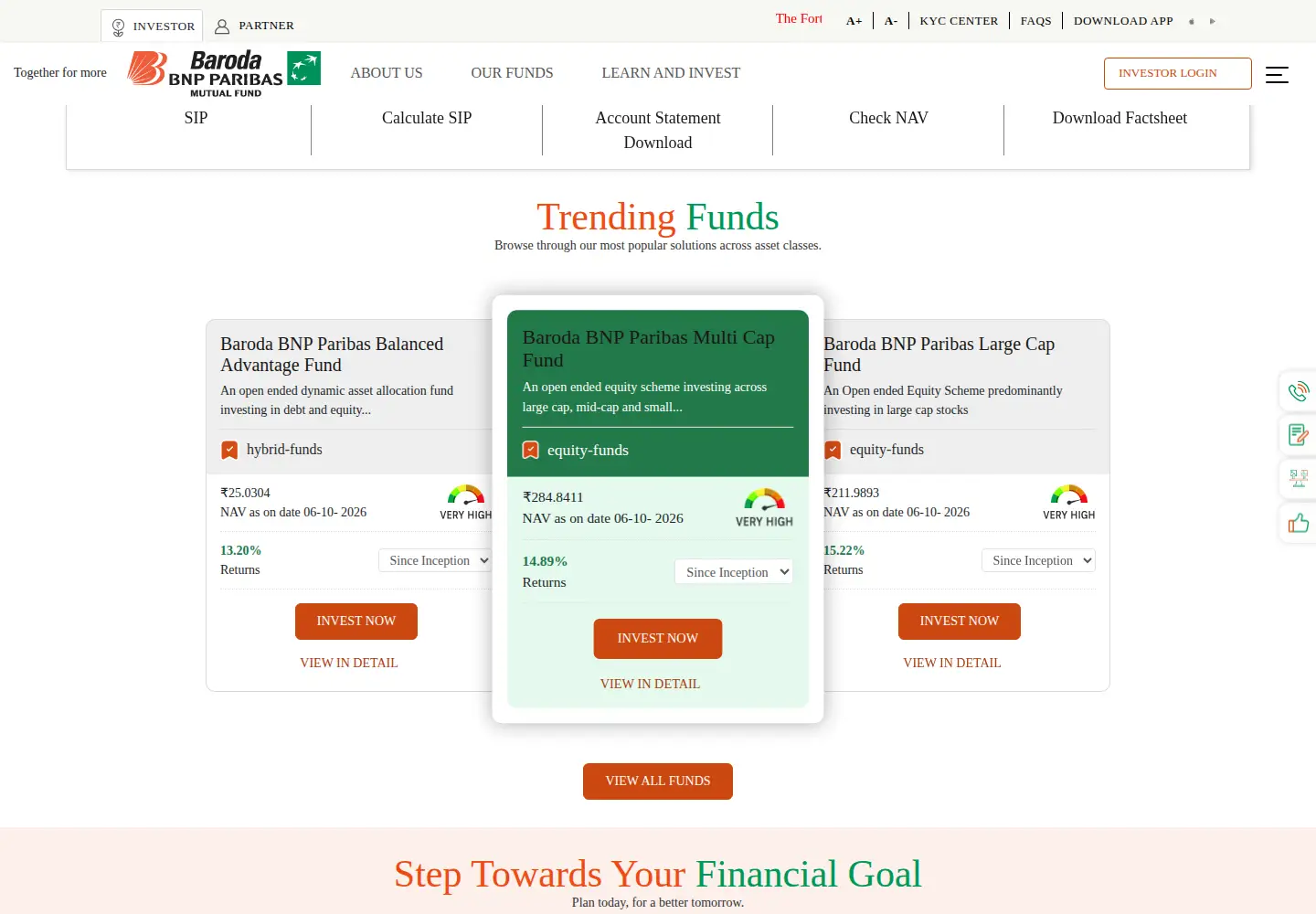 Captured homepage of barodabnpparibasmf.in in the current scan