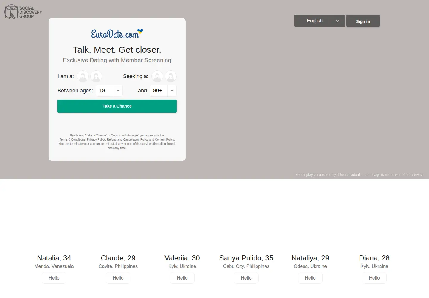 Screenshot of eurodate.com