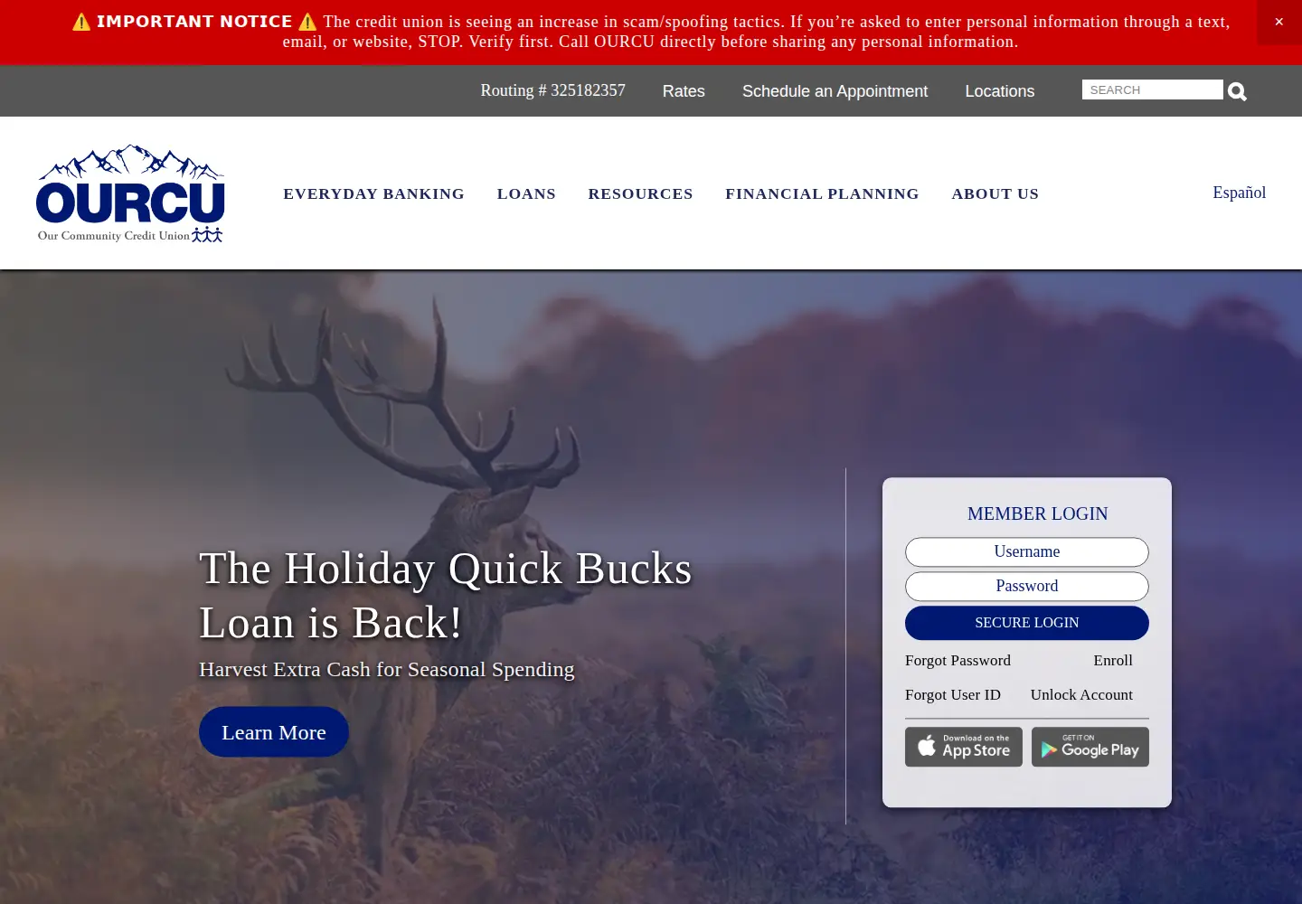 Screenshot of ourcu.com