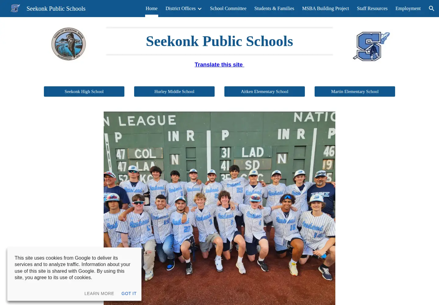 Screenshot of seekonkschools.org