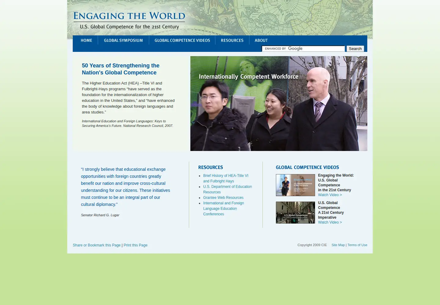 Captured homepage of usglobalcompetence.org in the current scan