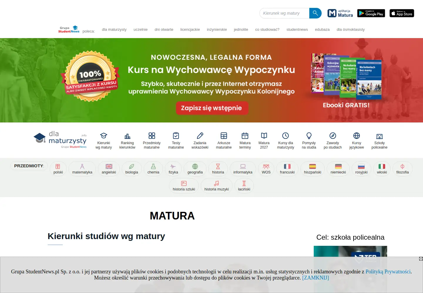 Screenshot of dlamaturzysty.info