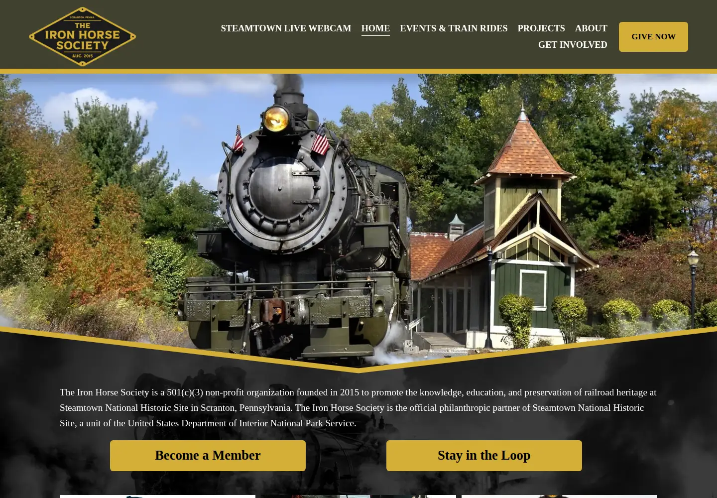 Captured homepage of theironhorsesociety.org in the current scan