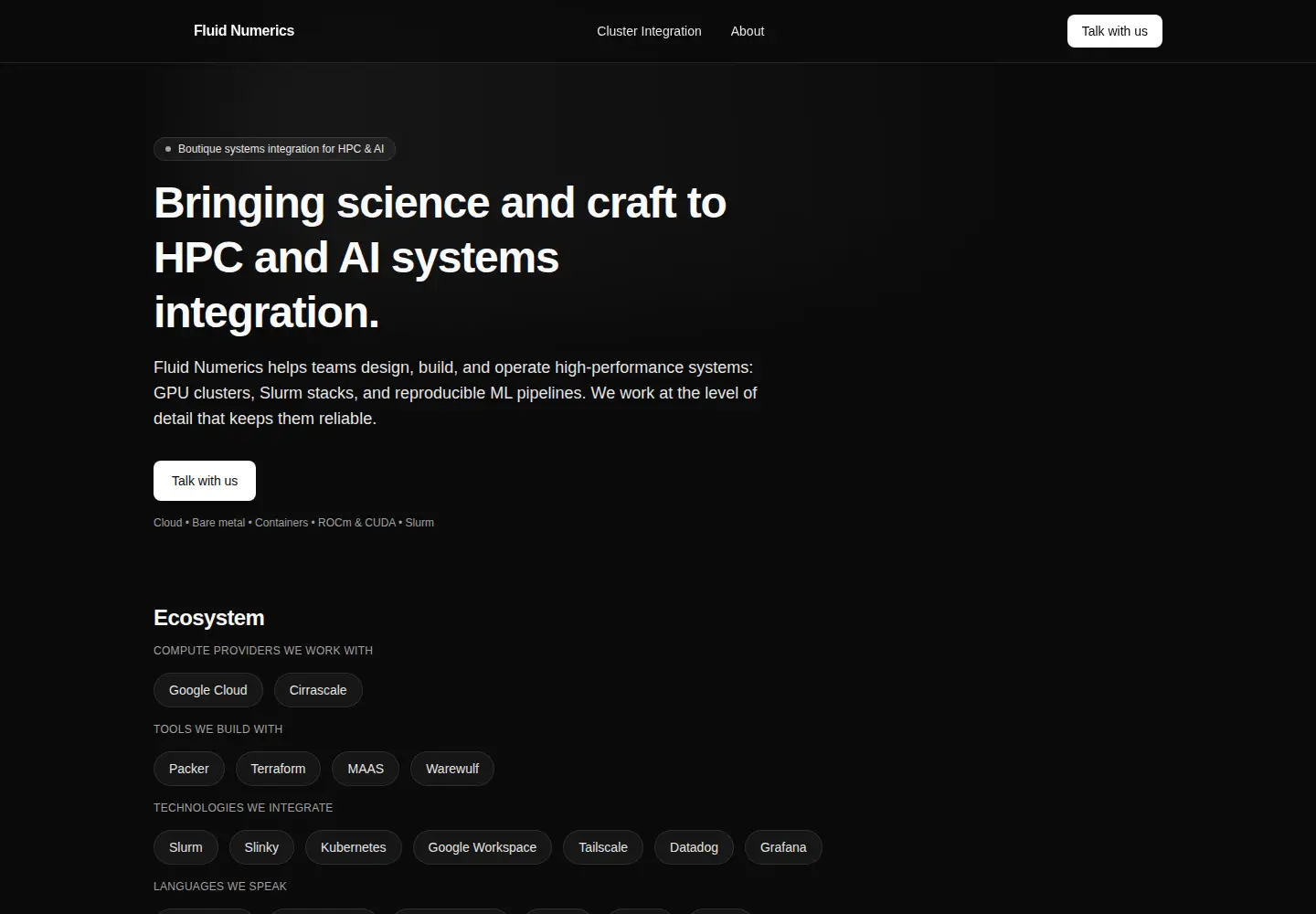 Screenshot of fluidnumerics.com