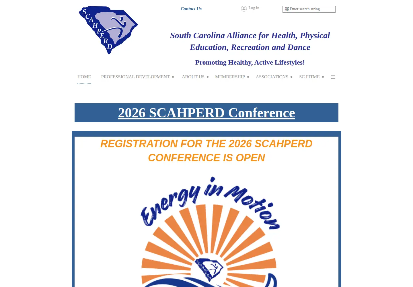 Captured homepage of scahperd.org in the current scan