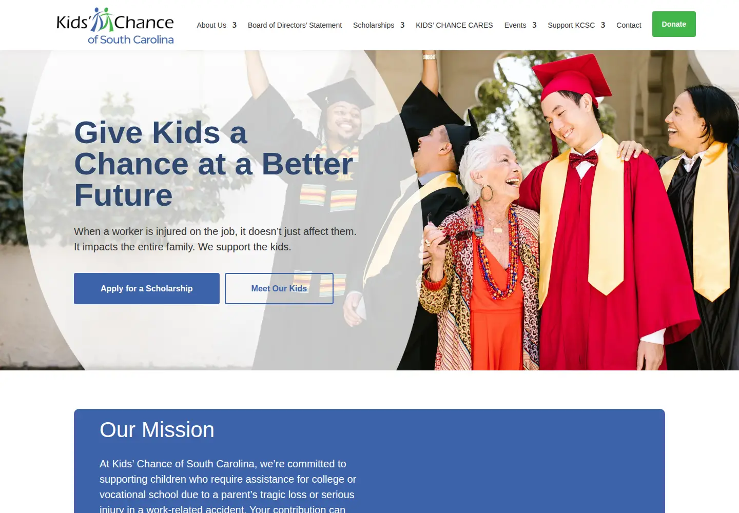 Captured homepage of kidschancesc.org in the current scan