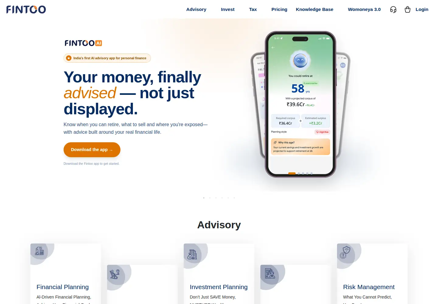 Captured homepage of fintoo.in in the current scan