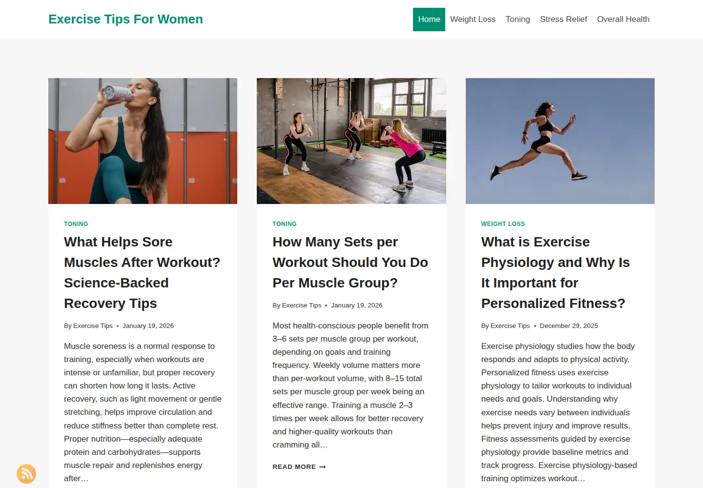 Captured homepage of exercisetipsforwomen.net in the current scan