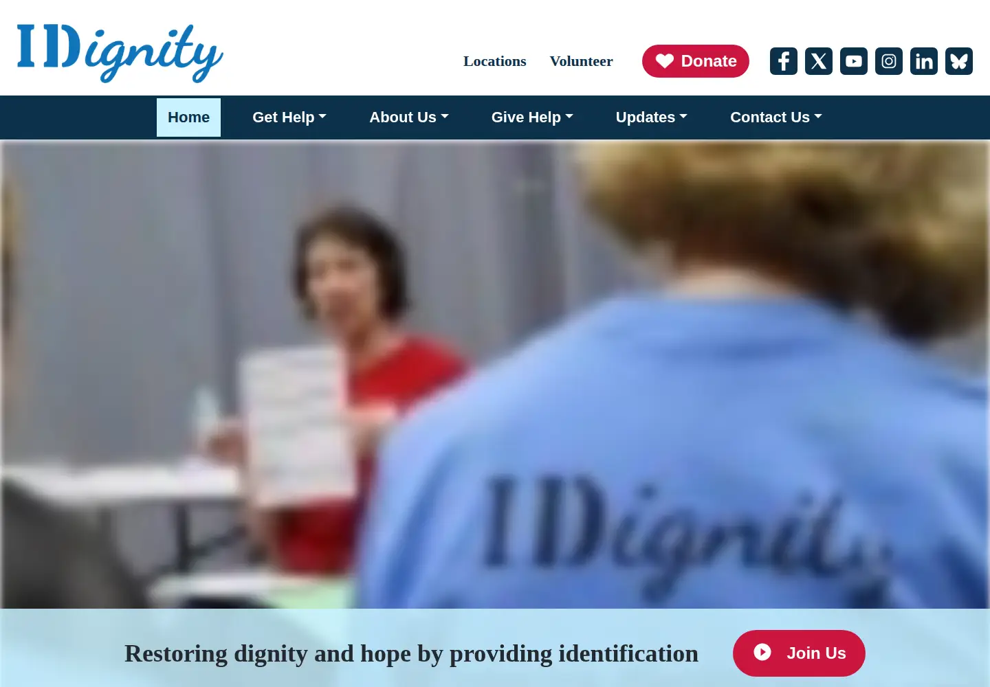 Captured homepage of idignity.org in the current scan