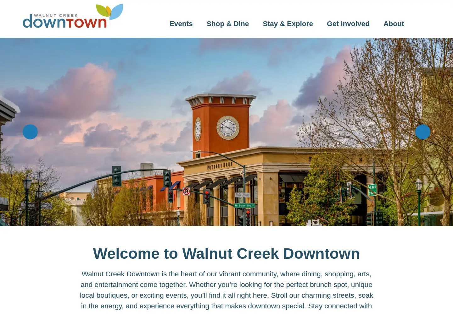 Screenshot of walnutcreekdowntown.com