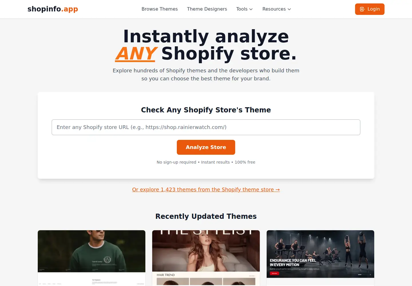 Captured homepage of shopinfo.app in the current scan