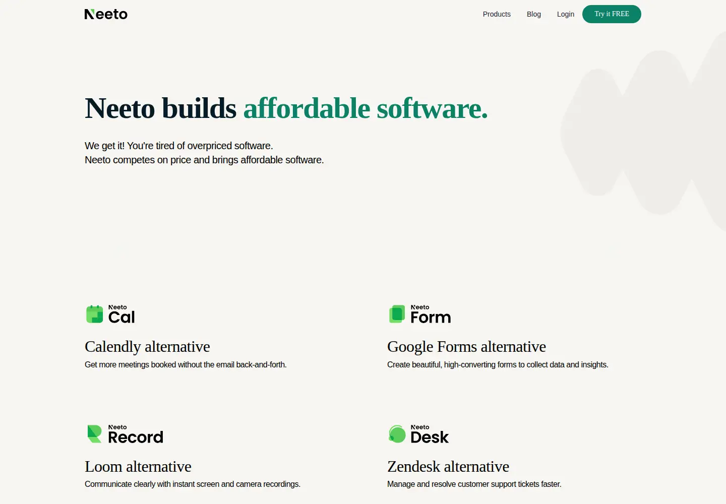 Captured homepage of neeto.com in the current scan