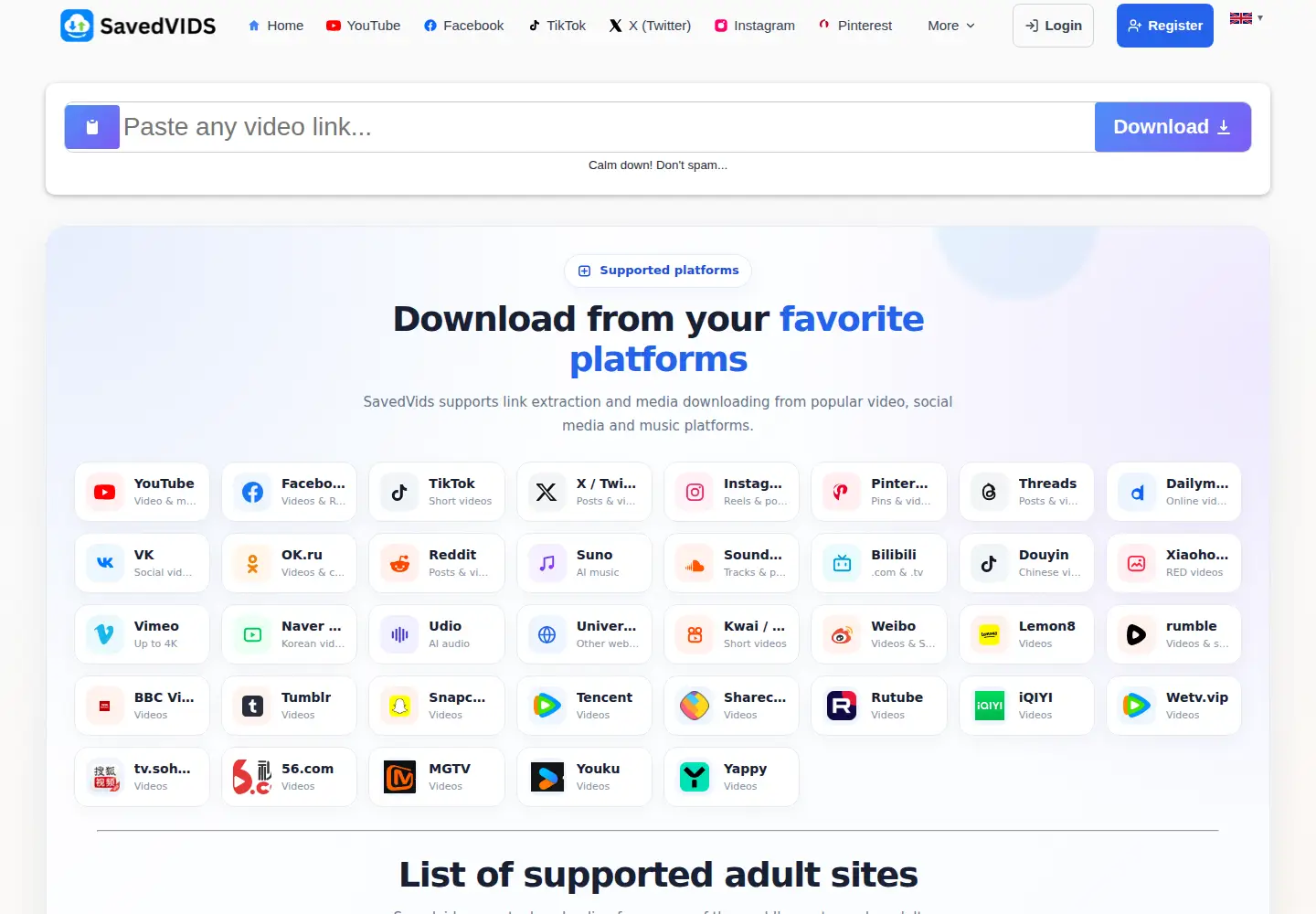 Screenshot of savedvids.com