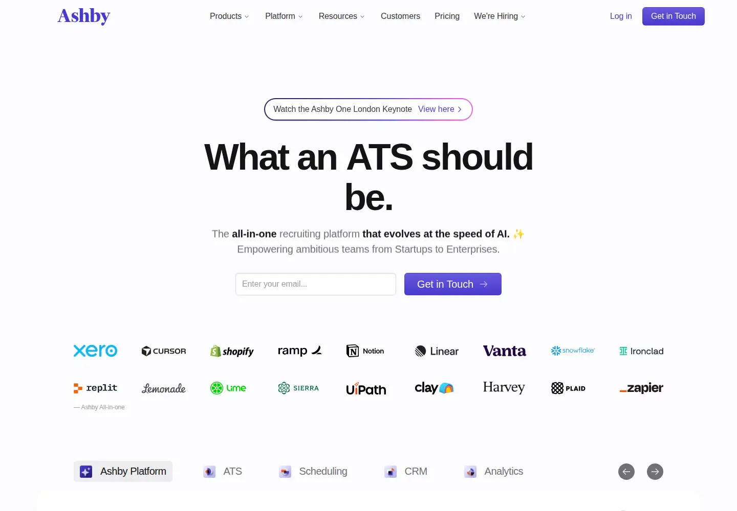 Screenshot of ashbyhq.com