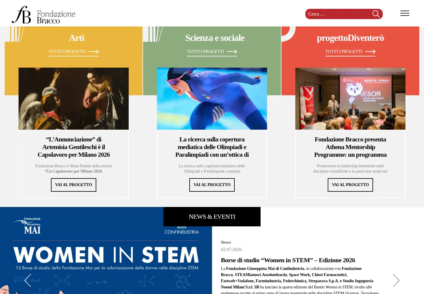 Screenshot of fondazionebracco.com