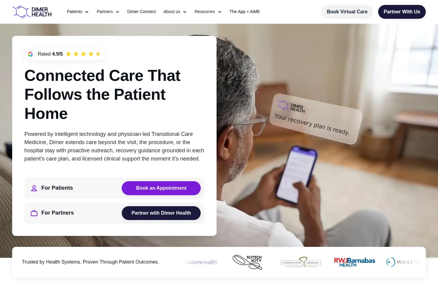 Captured homepage of dimerhealth.com in the current scan