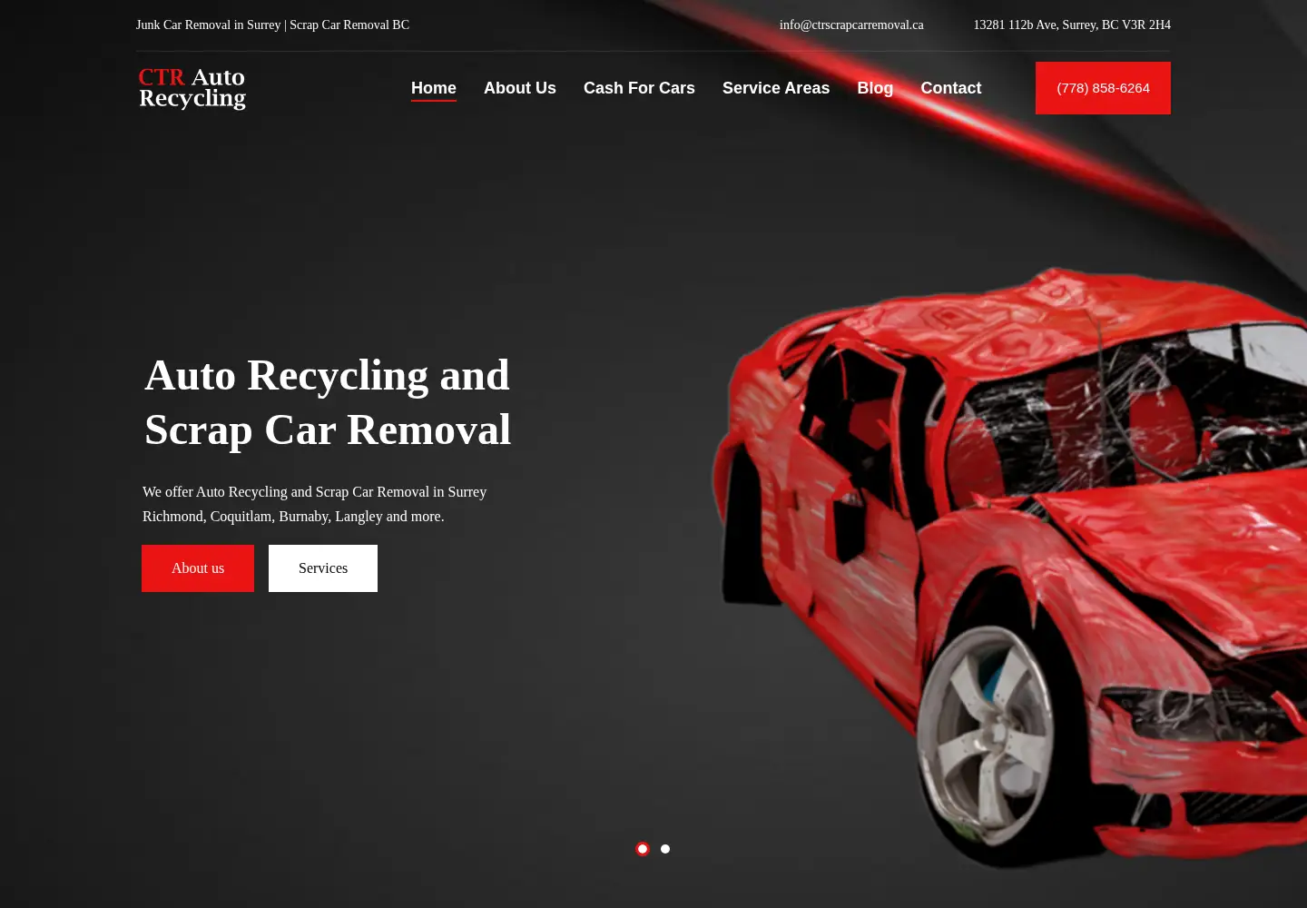 Screenshot of ctrscrapcarremoval.ca