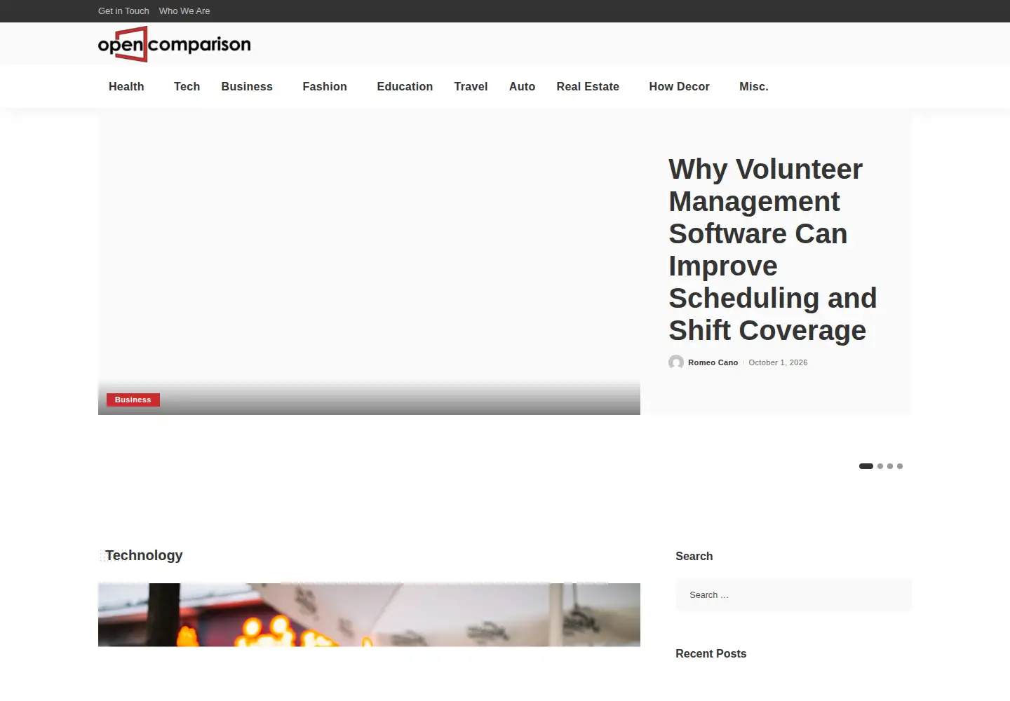 Captured homepage of opencomparison.org in the current scan
