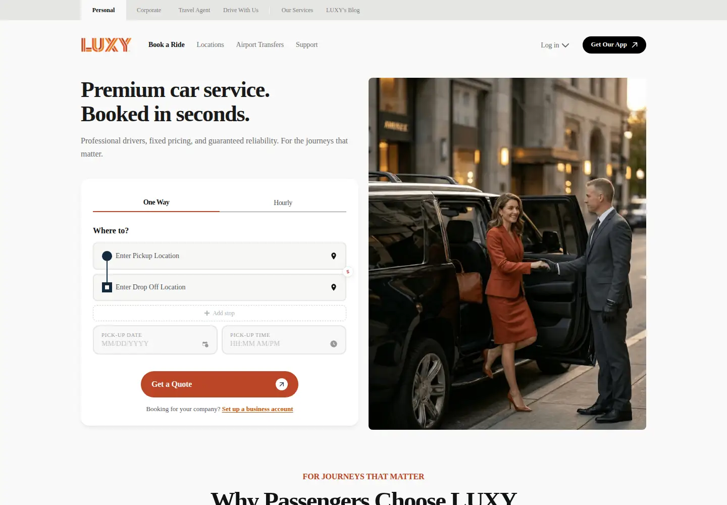 Screenshot of luxyride.com