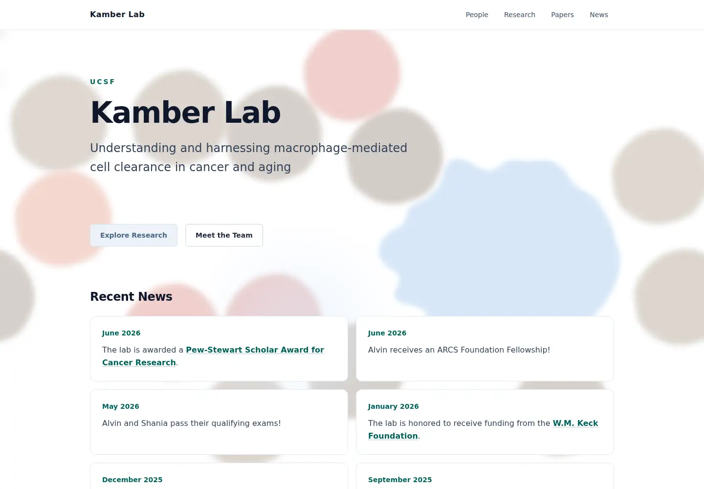 Screenshot of kamberlab.com