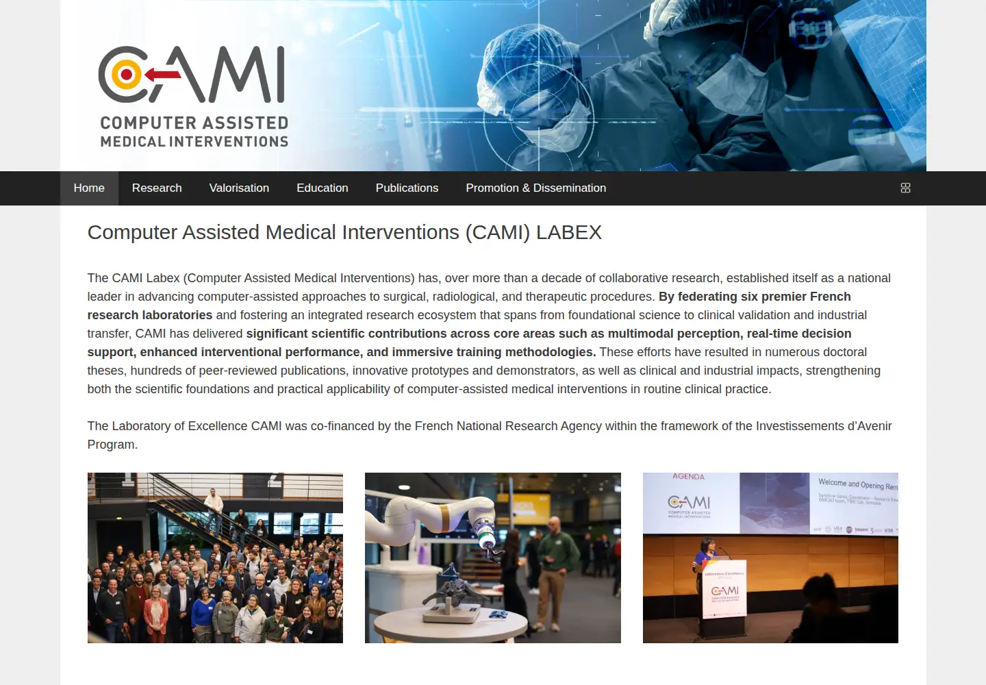 Captured homepage of cami-labex.fr in the current scan