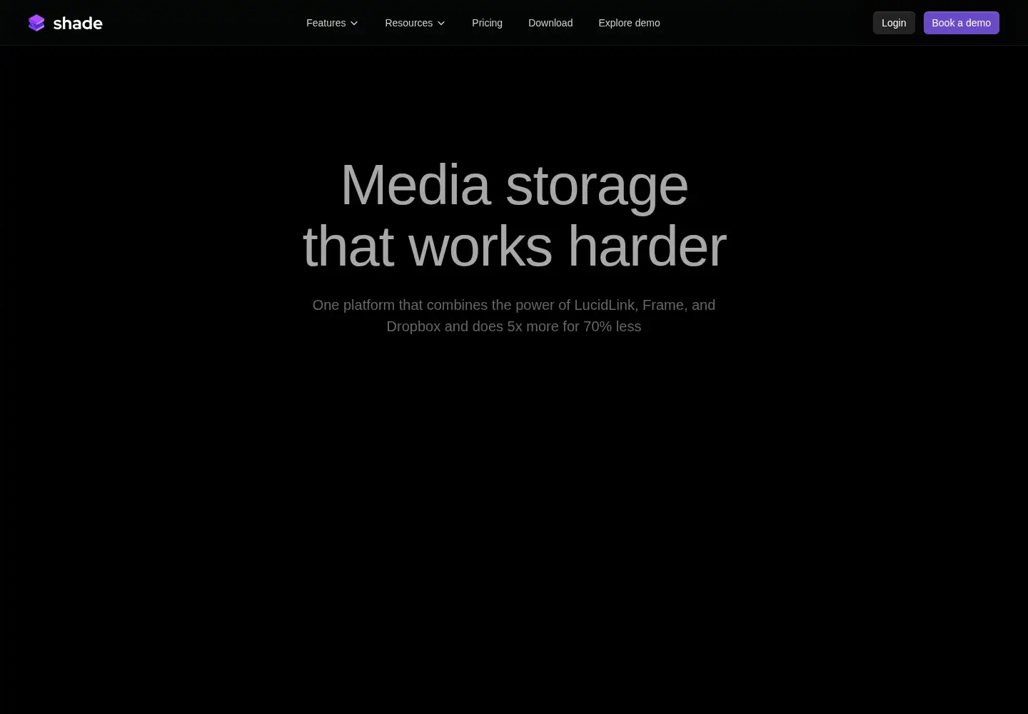 Captured homepage of shade.inc in the current scan