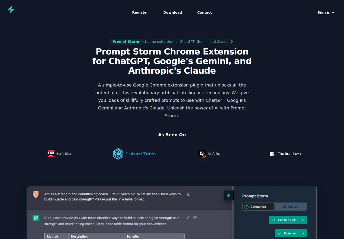 Screenshot of promptstorm.app