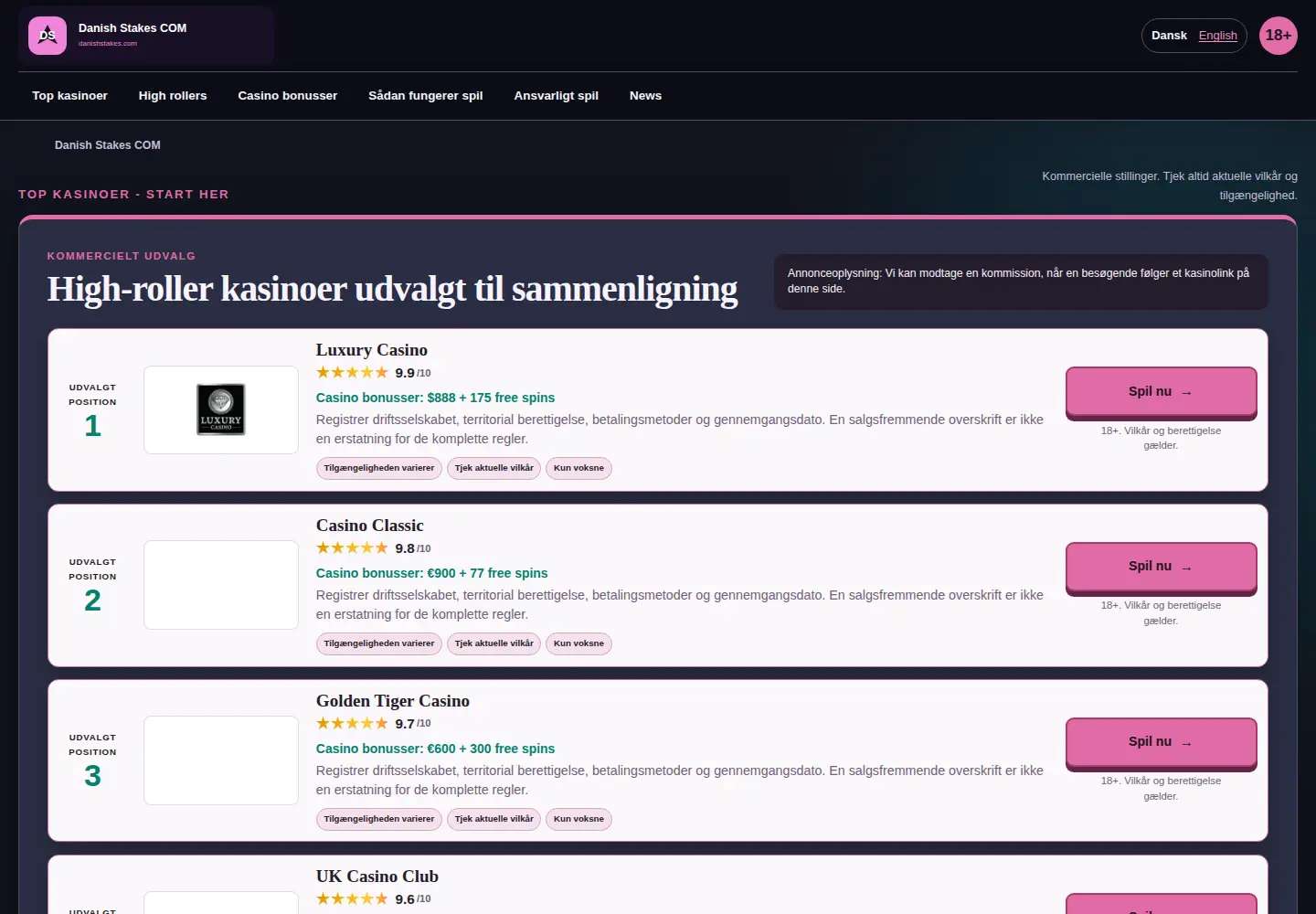 Screenshot of danishstakes.com